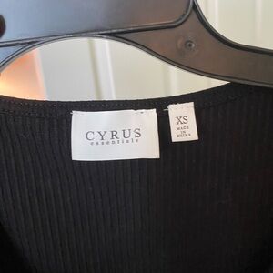 Cyrus Essentials Black Ribbed Top